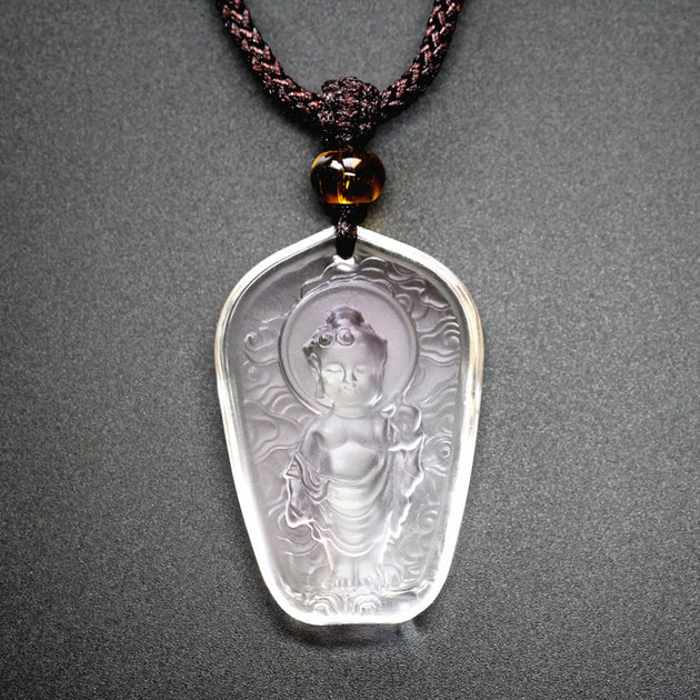 Buddha Stones Tibetan Buddha Liuli Crystal Serenity Necklace Pendant ...