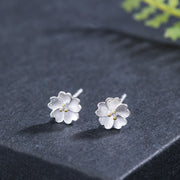 Buddha Stones 925 Sterling Silver Cherry Blossoms Floral Calm Stud Earrings