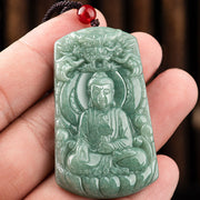 Buddha Stones Tathagata Buddha Dragon Jade Amulet Serenity String Necklace Necklaces & Pendants BS 3