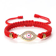 Buddha Stones Evil Eye Keep Away Evil Spirits String Bracelet Bracelet BS Red Pink Evil Eye Gold Border
