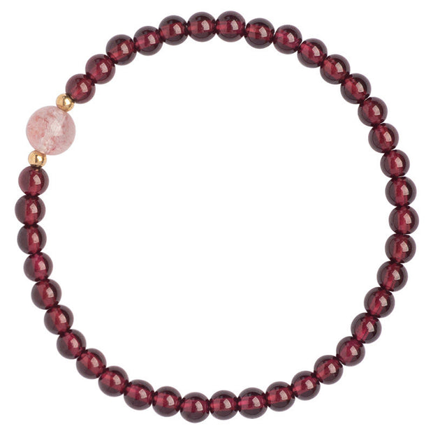 Buddha Stones Natural Garnet Strawberry Quartz Calm Bracelet Bracelet BS 5