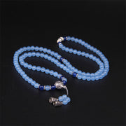 Buddha Stones 108 Beads Blue Crystal Healing Bracelet Mala Mala Bracelet BS 6