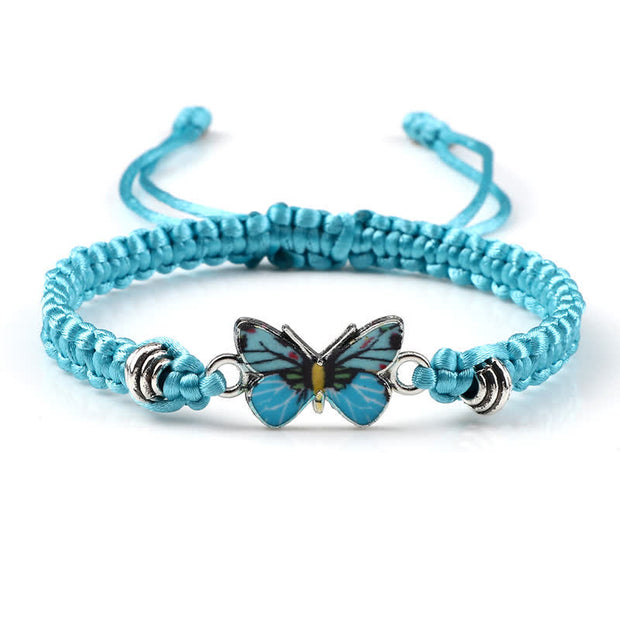 Buddha Stones Butterfly Freedom Love String Charm Bracelet Bracelet BS Light Blue-Blue Butterfly