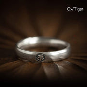 Buddha Stones 925 Sterling Silver Chinese Zodiac Natal Buddha Blessing Couple Ring Rings BS Ox/Tiger Women