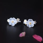 Buddha Stones 925 Sterling Silver Plum Blossom Floral Blessing Earrings Earrings BS 18