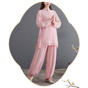Buddha Stones 2Pcs Tai Chi Meditation Yoga Zen Spiritual Cotton Linen Clothing Top Pants Women's Set Clothes BS 16
