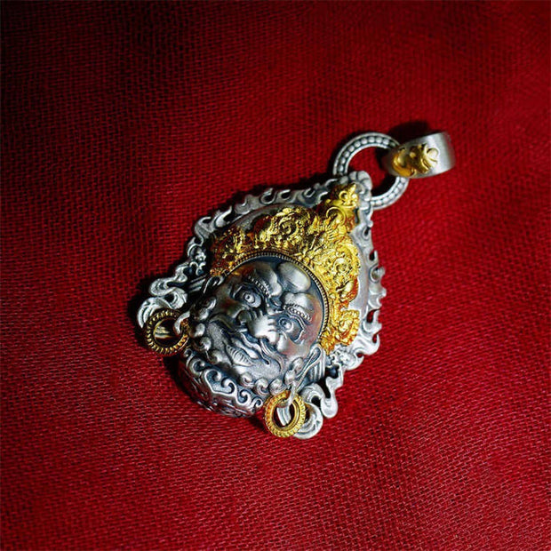 Buddha Stones Yellow Jambhala Bodhisattva Copper Wealth Amulet Necklace Pendant