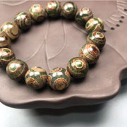 Buddha Stones Three-eyed Dzi Bead Sardonyx Luck Bracelet Bracelet BS 2