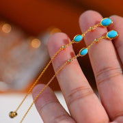 Buddha Stones Retro Turquoise Bead Protection Drop Long Tassel Earrings Earrings BS 5