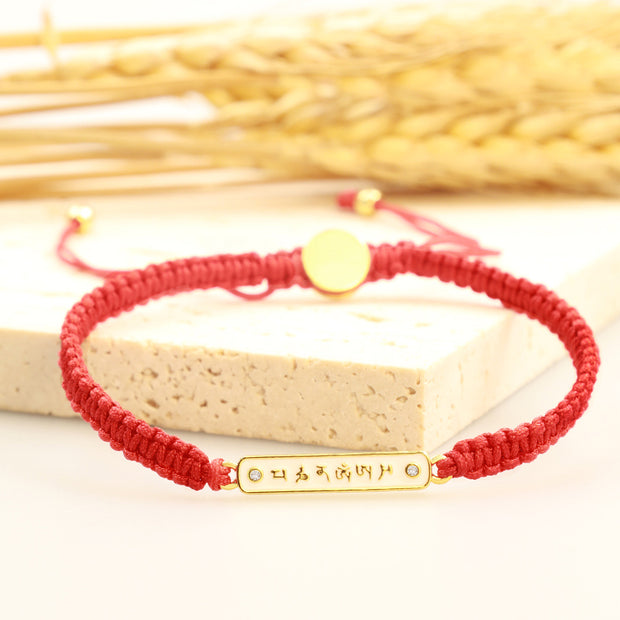 Tibetan Handmade Om Mani Padme Hum Peace Red String Bracelet Bracelet BS 2