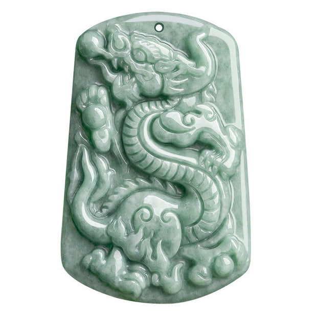 Buddha Stones Year of the Dragon Chinese Zodiac Dragon Jade Success Amulet Necklace Pendant Necklaces & Pendants BS 9