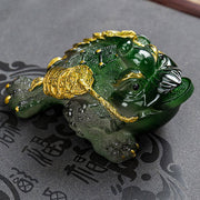 Buddha Stones Color Changing FengShui Wealth Lucky Frog Copper Coin Tea Pet Resin Figurine Decoration