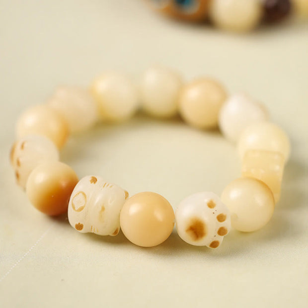 Buddha Stones Natural Bodhi Seed Sandalwood Lucky Cute Cat Head Paw Claw Peace Bracelet