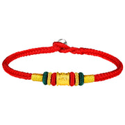 Buddha Stones 999 Gold Om Mani Padme Hum Luck String Couple Bracelet Bracelet BS 13