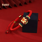 Buddha Stones Handmade 925 Sterling Silver Year of the Dragon Cute Chinese Zodiac Luck Braided Red Bracelet Bracelet BS Rabbit(Wrist Circumference 14-19cm)
