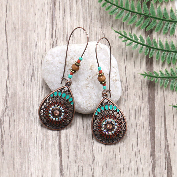 Buddha Stones Water Drop Pattern Balance Dangle Earrings