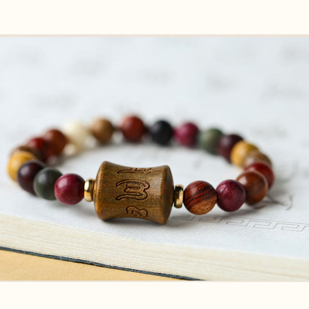 Buddha Stones Tibet Multicolored Sandalwood Om Mani Padme Hum Protection Bracelet Bracelet BS 10