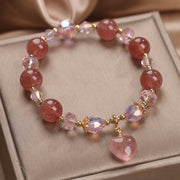 Buddha Stones Natural Strawberry Quartz Crystal Love Heart Healing Positive Bracelet Bracelet BS 1