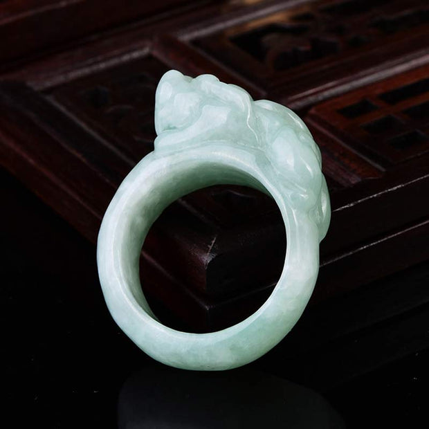 Buddha Stones Fengshui Wealth Jade PiXiu Luck Ring Rings BS 4