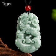 Buddha Stones Natural Green Jade 12 Chinese Zodiac Luck Prosperity Necklace Pendant Necklaces & Pendants BS Tiger