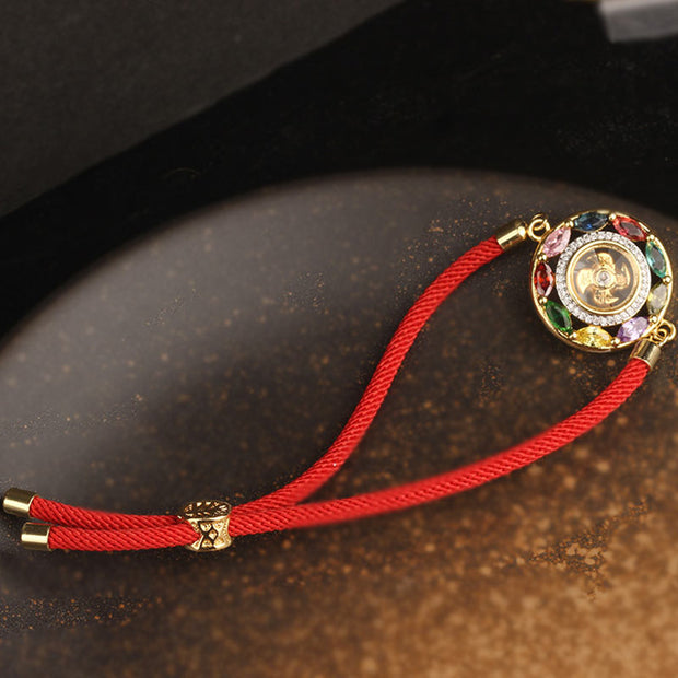 Buddha Stones Colorful Zircon Copper Wealth Luck Rotation Bracelet Necklace Pendant Bracelet Necklaces & Pendants BS 18