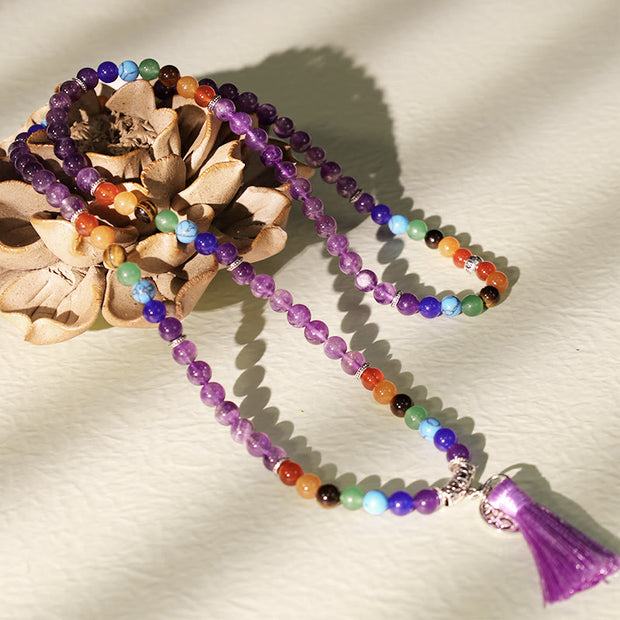 Buddha Stones Healing Crystal Mala Prayer Beads 108 Meditation Healing Multilayer Bracelet Necklace Bracelet BS 2