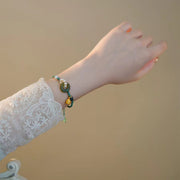Buddha Stones Natural Hetian Jade Peace Buckle Pearl Luck Handcrafted Braided Bracelet Bracelet BS 3