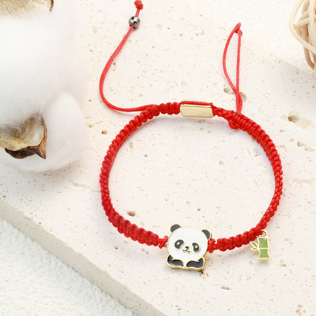 Buddha Stones Tibetan Handmade Panda Bamboo Lucky Red String Bracelet Bracelet BS 1