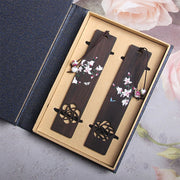 Buddha Stones Butterfly Flower Ebony Wood Bookmarks With Gift Box