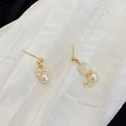 Buddha Stones Cute Cat Paw Pearl Wisdom Stud Drop Earrings Earrings BS 10