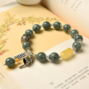 Buddha Stones 925 Sterling Silver Cyan Jade Amber Abacus Lucky Cat Success Bracelet Bracelet BS 6