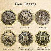 Buddha Stones Four Beasts Feng Shui Yin Yang Bagua Copper Coin Harmony Rotatable Decoration Decorations BS 4