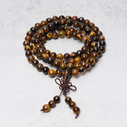 Buddha Stones Tibetan 108 Natural Tiger Eye Gemstone Beads Prayer Mala Bracelet Necklace Bracelet BS 3