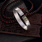 Buddha Stones 999 Sterling Silver Year of the Dragon Chinese Zodiac Om Mani Padme Hum Carved Wisdom Bracelet Bangle Bracelet Bangle BS 24
