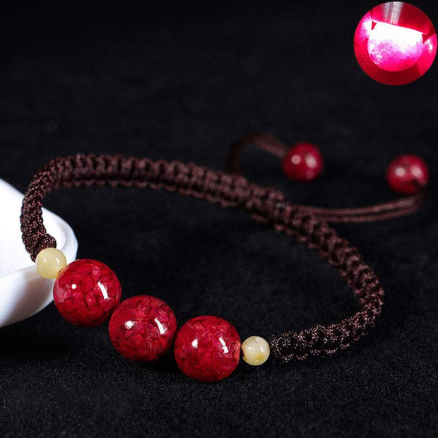 Buddha Stones Cinnabar Blessing Red String Bracelet For Kids Bracelet BS Brown(Wrist Circumference 14cm) 6mm