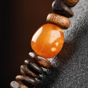 Buddha Stones 108 Mala Beads 925 Sterling Silver Brunei Agarwood Red Agate PiXiu Hetian Jade Peace Strength Bracelet Mala Bracelet BS 23