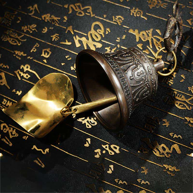 Buddha Stones Tibetan Engraved Wind Chime Bell Copper Luck Wall Hanging Home Decoration