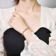 Buddha Stones Moonstone Pink Crystal Cinnabar Healing Positive Bracelet Bracelet BS 10