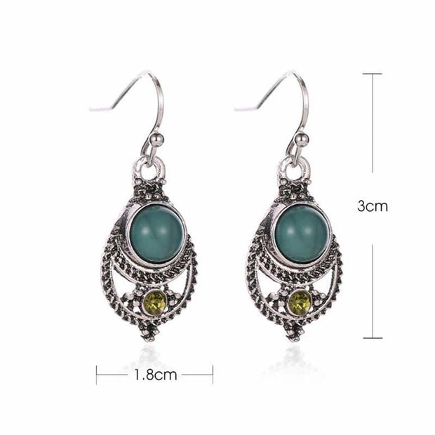 Buddha Stones Retro Turquoise Friendship Strength Hook Drop Dangle Earrings