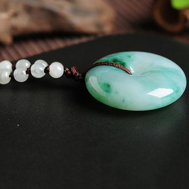 Buddha Stones Round Jade Peace Buckle Blessing Abundance Necklace Pendant Necklaces & Pendants BS 6