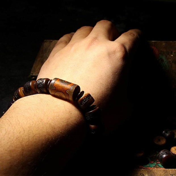 Buddha Stones Tibetan Yak Bone Dzi Bead Turquoise Keep Away Evil Spirits Bracelet Bracelet BS 5