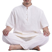 Buddha Stones Spiritual Zen Meditation Prayer Practice Cotton Linen Clothing Men's Set Clothes BS Beige XXXL