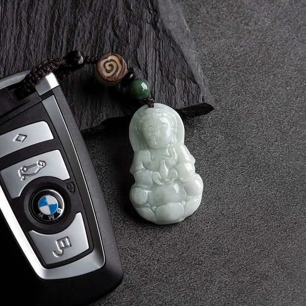 Buddha Stones Laughing Buddha Avalokitesvara Jade Blessing Car Keychain String Decoration Decorations BS 7