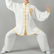 Buddha Stones Dragon Embroidered Qi Gong Zen Spiritual Practice Meditation Prayer Uniform Unisex Clothing Set Clothes BS 3