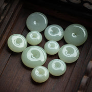 Buddha Stones Natural Round Jade Peace Buckle Luck Prosperity Necklace Pendant Necklaces & Pendants BS 23