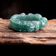 Buddha Stones Natural Jade Dragon Success Ring Ring BS 3