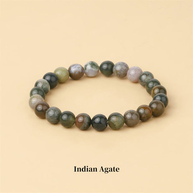 Buddha Stones Natural Stone Quartz Healing Beads Bracelet Bracelet BS 8mm Indian Agate