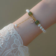 Buddha Stones Natural Pearl Hetian Jade Happiness Wisdom Bead Bracelet Bracelet BS Pearl(Healing♥Wisdom)