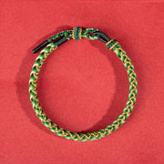 Buddha Stones Handmade Year Of The Dragon Scale Protection Rope Bracelet Bracelet BS Green Gold Bracelet (Wrist Circumference 14-16cm)