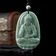 Buddha Stones Chinese Zodiac Natal Buddha Natural Jade Wealth Prosperity Necklace Pendant Necklaces & Pendants BS main